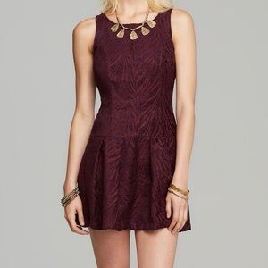 Free People Purple Pleated A-line Mini Dress